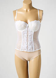 Guêpière/porte-jarretelle bretelles élastiquées amovibles blanc MILLESIA femme