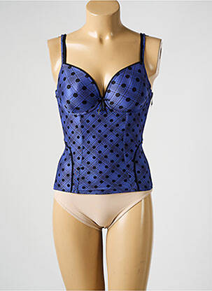 Corset Bustier Femme Bleu Avec Dentelles Et Perles - Taille L/40 - Neuf Sans Étiquettes