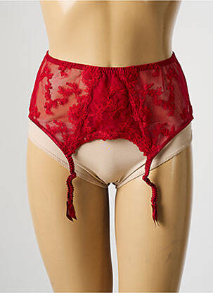 Guêpière/porte-jarretelle broderie rouge SECRET D'EVA femme