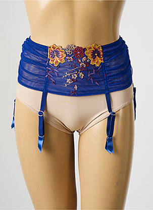 Guêpière/porte-jarretelle broderie bleu AMBRA femme