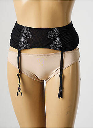 Guêpière/porte-jarretelle broderie noir MILLESIA femme