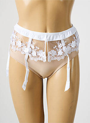 Guêpière/porte-jarretelle broderie blanc AMBRA femme