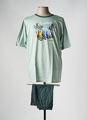 Pyjashort col rond vert MASSANA homme