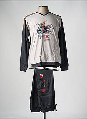 Pyjama col v gris MASSANA homme
