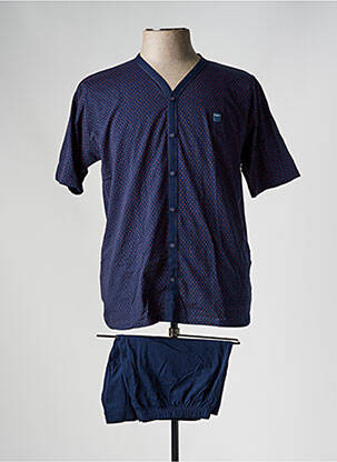 Pyjashort fermeture boutonnée sur le devant bleu MASSANA homme