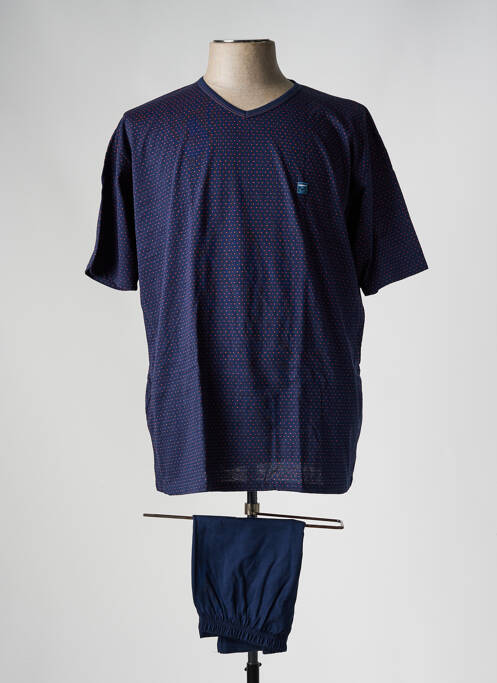 Pyjashort col v bleu MASSANA homme