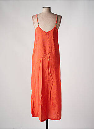 Robe mi-longue imprimé fleurs fines bretelles orange RAGWEAR femme