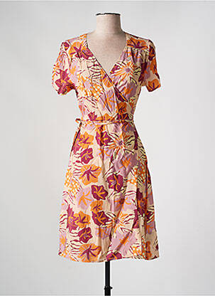 Robe mi-longue imprimé fleurs manches courtes orange RAGWEAR femme