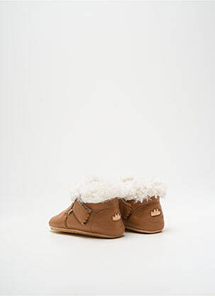 Bottillons tissage satiné bout rond marron EASY PEASY enfant
