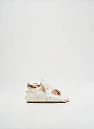 Chaussons/pantoufles semelle amovible bout rond blanc EASY PEASY fille