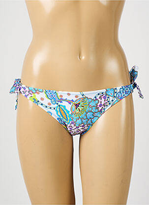 Bas de maillot de bain effet matière satinée bikini bleu ANTIGEL femme