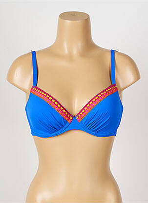 Haut de maillot de bain stretch haut soutien-gorge moulé bleu ANTIGEL femme