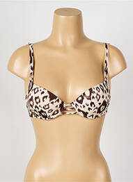 Haut de maillot de bain stretch haut soutien-gorge push-up marron ANTIGEL femme