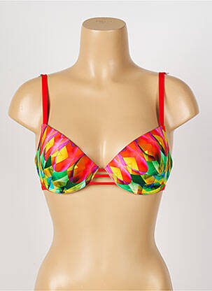 Haut de maillot de bain stretch haut soutien-gorge moulé rouge ANTIGEL femme