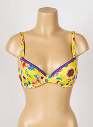 Haut de maillot de bain stretch haut soutien-gorge moulé jaune ANTIGEL femme