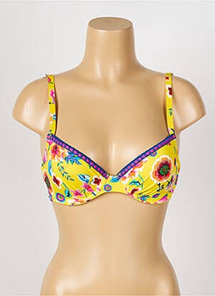 Haut de maillot de bain stretch haut soutien-gorge moulé jaune ANTIGEL femme