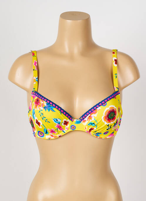 Haut de maillot de bain stretch haut soutien-gorge moulé jaune ANTIGEL femme