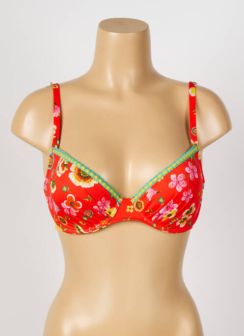 Haut de maillot de bain stretch haut soutien-gorge moulé rouge ANTIGEL femme