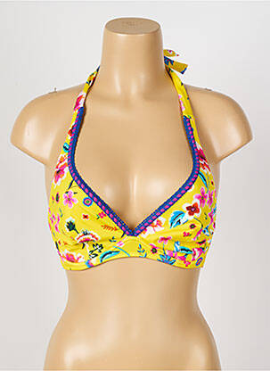 Haut de maillot de bain bretelles élastiquées amovibles jaune ANTIGEL femme