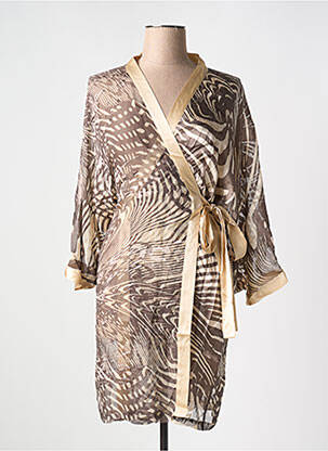 Déshabillé manches longues marron MARJOLAINE femme
