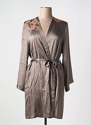Déshabillé effet matière satinée marron MARJOLAINE femme