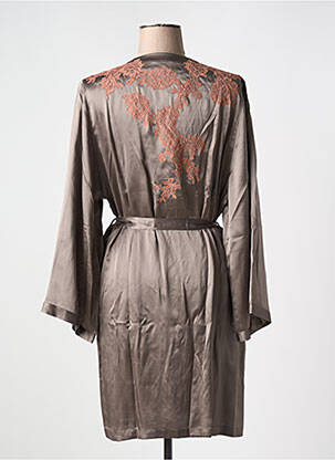Déshabillé manches longues marron MARJOLAINE femme