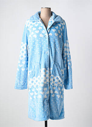 Robe de chambre col v bleu MASSANA femme