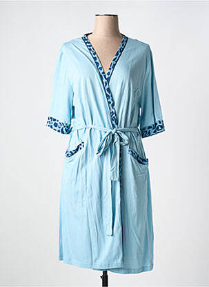 Robe de chambre col v bleu MASSANA femme
