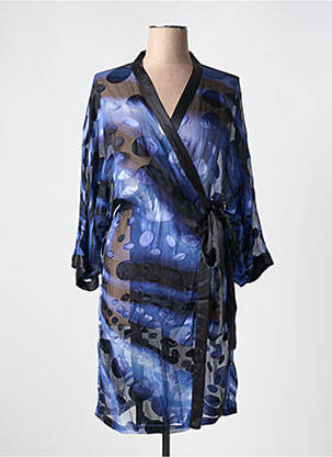 Déshabillé manches longues bleu MARJOLAINE femme