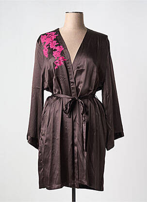Déshabillé manches longues marron MARJOLAINE femme