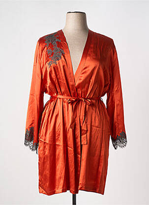 Déshabillé effet matière satinée orange MARJOLAINE femme