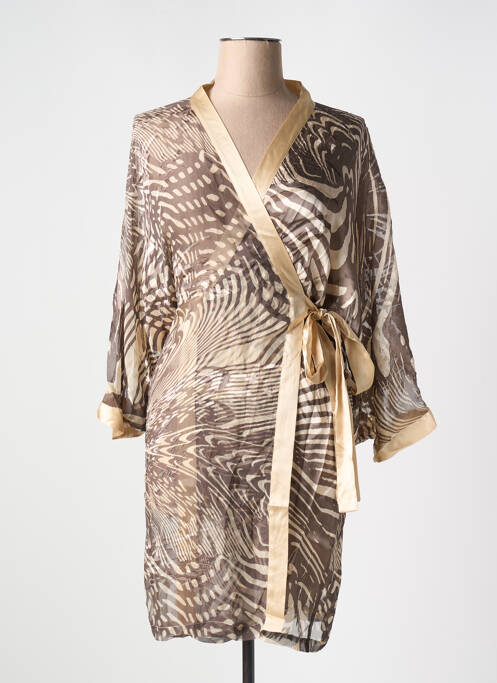 Déshabillé manches longues marron MARJOLAINE femme