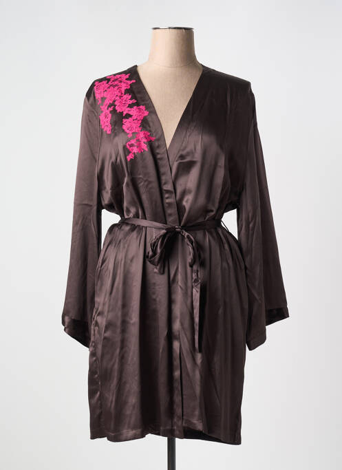 Déshabillé effet matière satinée marron MARJOLAINE femme