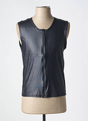 Gilet sans manche effet matière satinée noir BODY ART homme