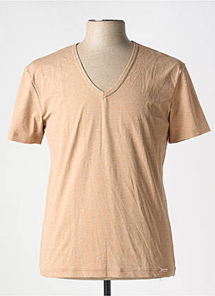 T-shirt tissage chiné manches courtes marron OLAF BENZ homme