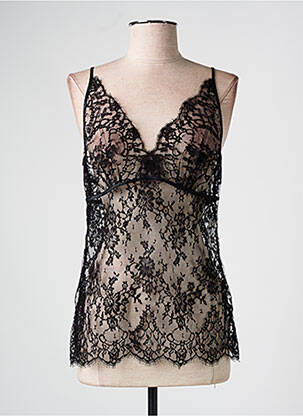 Top/caraco broderie dentelle de calais noir MARJOLAINE femme