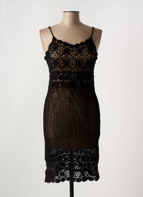 Robe mi-longue noir MARJOLAINE pour femme