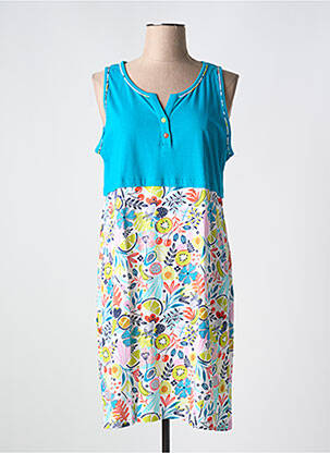 Chemise de nuit col v bleu MASSANA femme