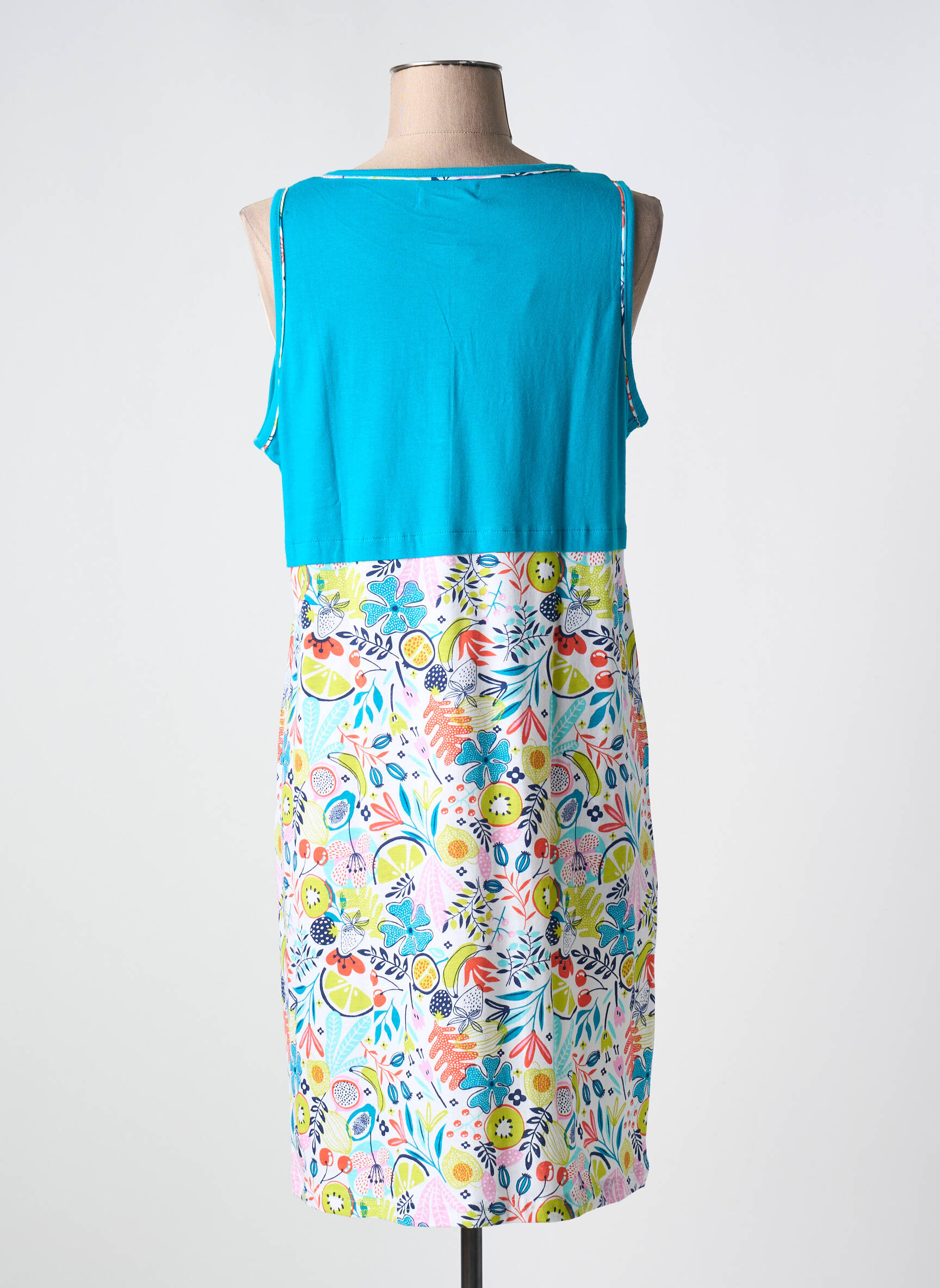 Chemise de nuit col v bleu MASSANA femme