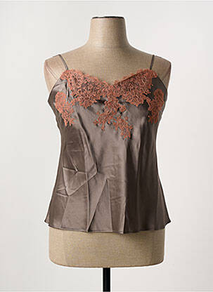 Top/caraco tissage satiné marron MARJOLAINE femme