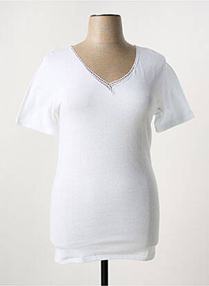 T-shirt col v manches courtes blanc MADIVA femme