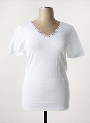 T-shirt col v manches courtes blanc MADIVA femme