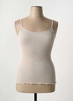 Débardeur tissage côtelé sans manche beige OSCALITO femme