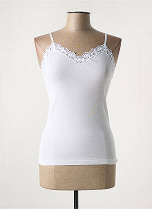 T-shirt col v fines bretelles blanc OSCALITO femme