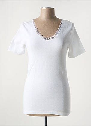 T-shirt col v manches courtes blanc MADIVA femme