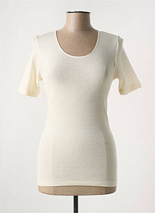 T-shirt coupe cintrée manches courtes beige OSCALITO femme
