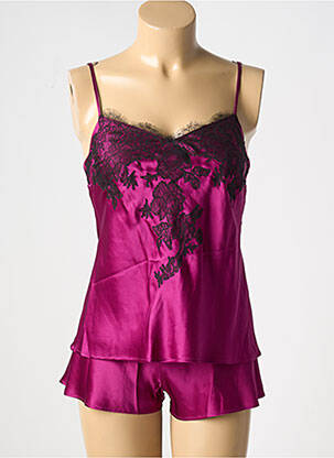 Pyjama col v violet MARJOLAINE femme