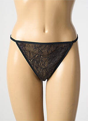 Tanga effet matière satinée noir MARJOLAINE femme