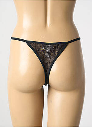 Tanga effet matière satinée noir MARJOLAINE femme