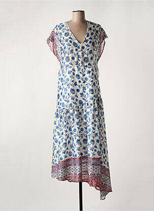 Robe longue manches courtes manches courtes bleu SAM & LILI femme